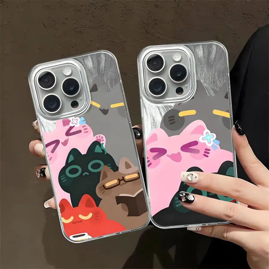 حافظة هاتف لهاتف آيفون 12 16 برو ماكس 11 17 اير 15 14 بلس 13 برو 16e 14 غلاف ناعم كارتوني ملون كيتي #1