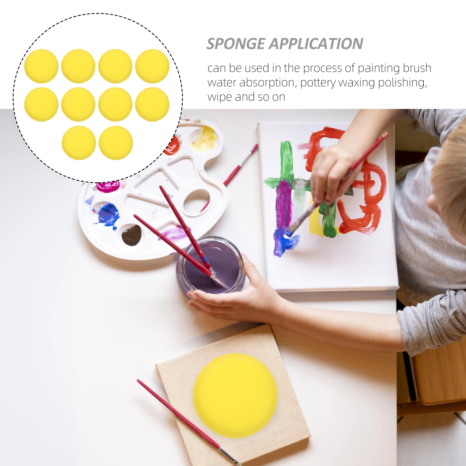 

10Pcs Round Artist Sponges Durable Painting Tools for DIY Drawing Watercolor Painting Sponge Brush Supple Round Sponges