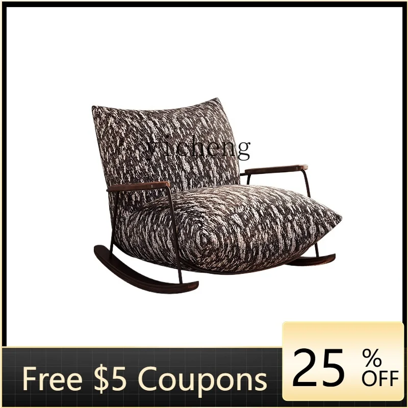 

ZZTqh Retro Single Rocking Chair Living Room Balcony Recliner Home Villa Leisure Chair Lazy Sofa Antique Style