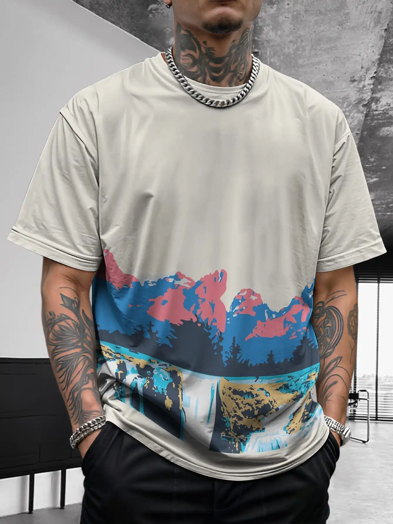 

Summer New Men's Checkered Anime Pattern Comfortable, Trendy, Versatile, Breathable Short Sleeve