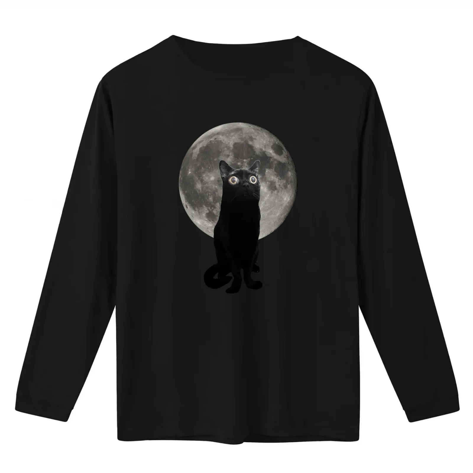 Jinx The Cat Moon T-Shirt Summer Casual Cotton Tee Oversized Streetwear Tops Vintage Graphic Print Loose Fit Short Sleeve
