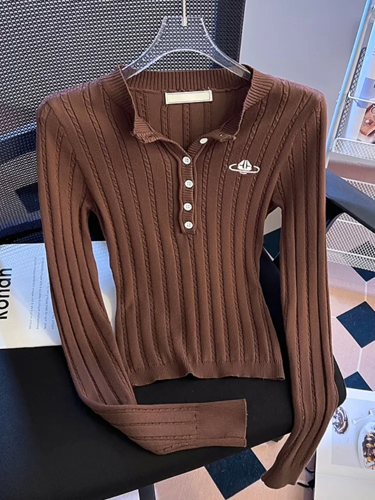 Pure Desire Spicy Girl f Open Knitted ort Pullover Damen Herbst Winter Inner Wear Slim Fit ort Sle Strickwaren