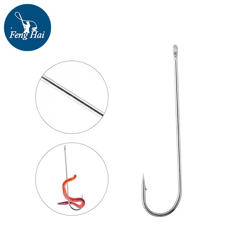 High Carbon Steel Hooks Aberdeen Extended Straight Shank Fine Wire Barbed Tube Hooks Long Shank Sea Fishing Hooks Worm Hooks