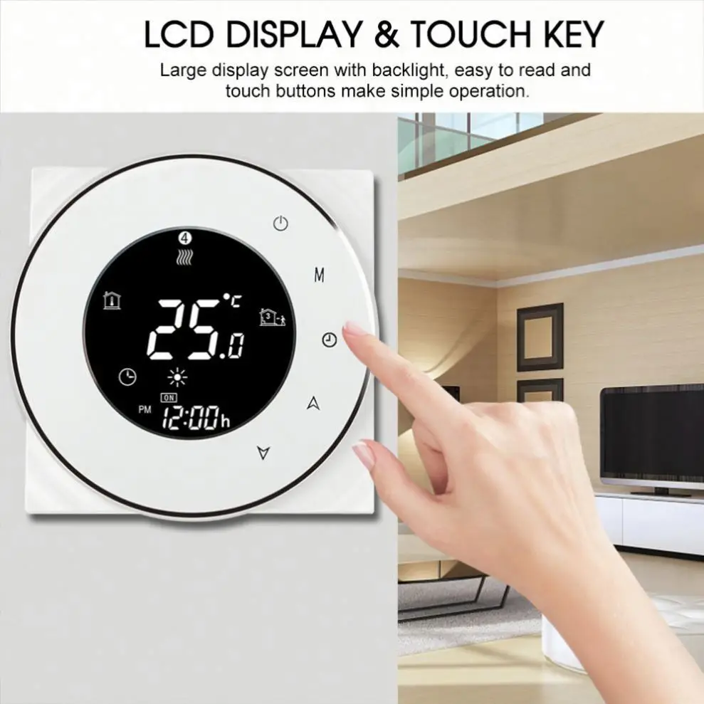 uniqueFactory Outlet WiFi Wireless Temperature Thermostat Smart  Digital Thermostat Floor Heating Thermostat Support Voice Contr