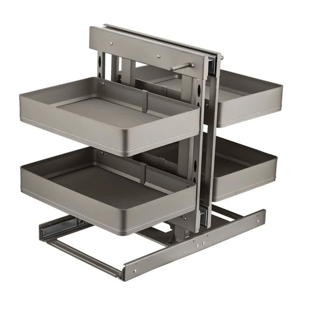 

-oo Corner Pull-out Basket Kitchen Cabinet Little Monster Fully Pulls Out Double-layer Drawer-style Storage Damping Pull Basket