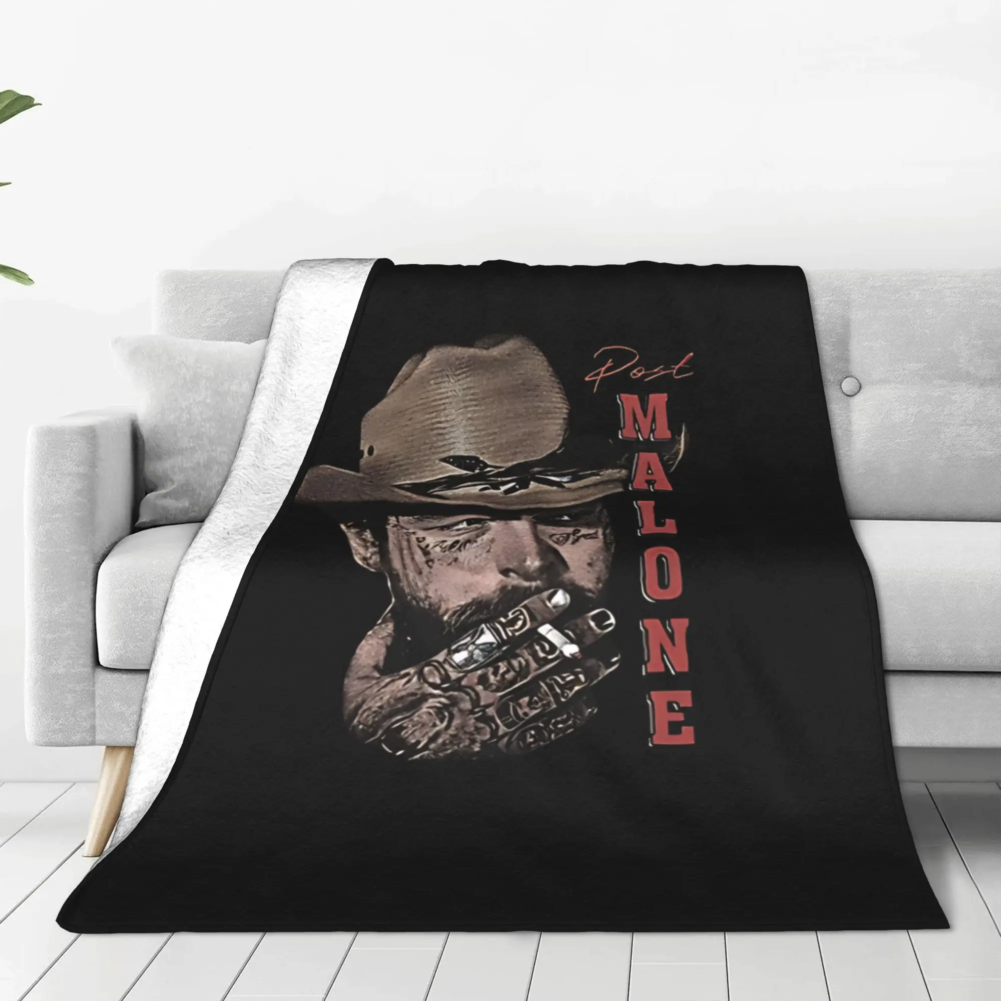 1PC Home Cutecore retro bearded hip hop  Post Malone Blanket Super Cosy Plush Home Living Room Sofa Halloween