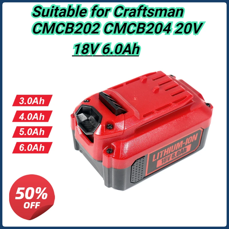 

20V Lithium Battery for Craftsman 20V Battery CMCB202 CMCB204 CMCB201 Cordless Drill Tools High Capacity 6Ah 20 Volt Battery