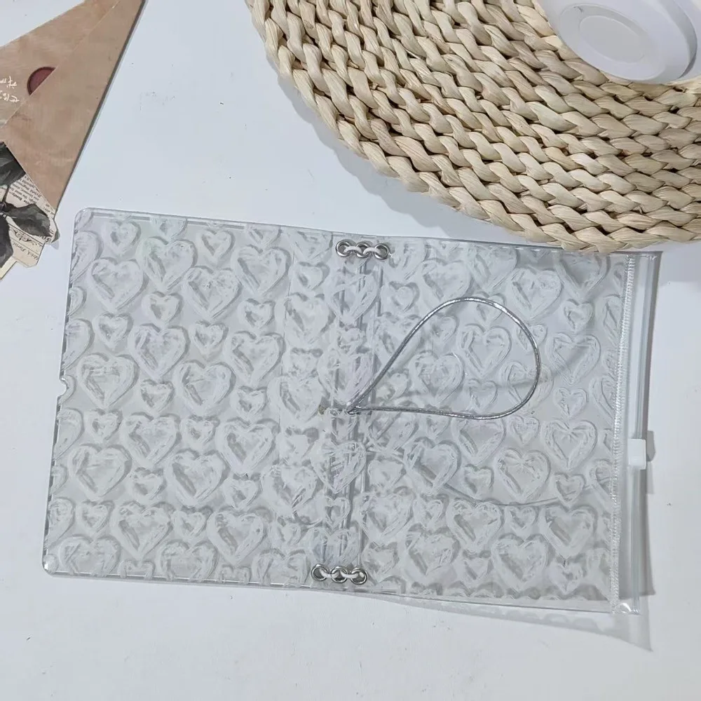 Durable Transparent Passport Cover Polka Dots Print Heart Pattern ID Card Cover Elastic Band PVC Notebook Sleeve Portable Use