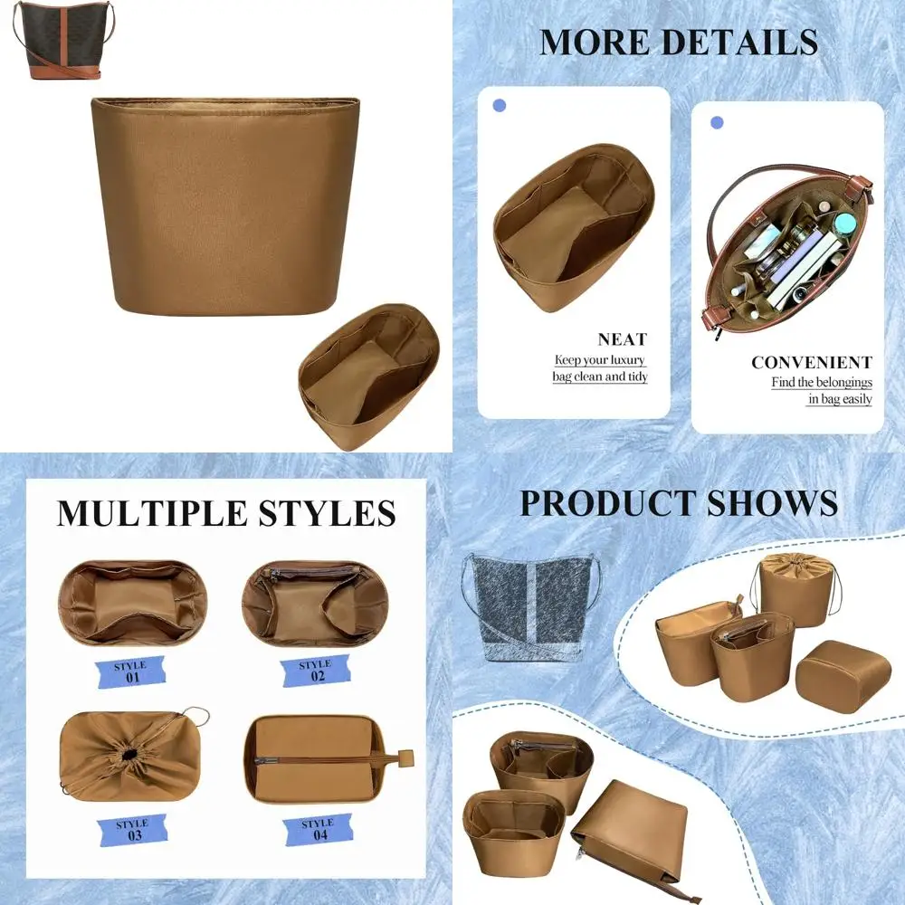 

slim canvas bag organizer insert for small drawstring bucket bags