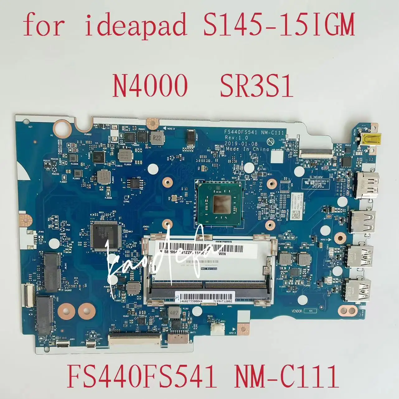 FS440FS541 NM-C111 Mainboard For Ideapad S145-15IGM Laptop Motherboard CPU:N4000 / N4100 / N5000 DDR4  Test OK