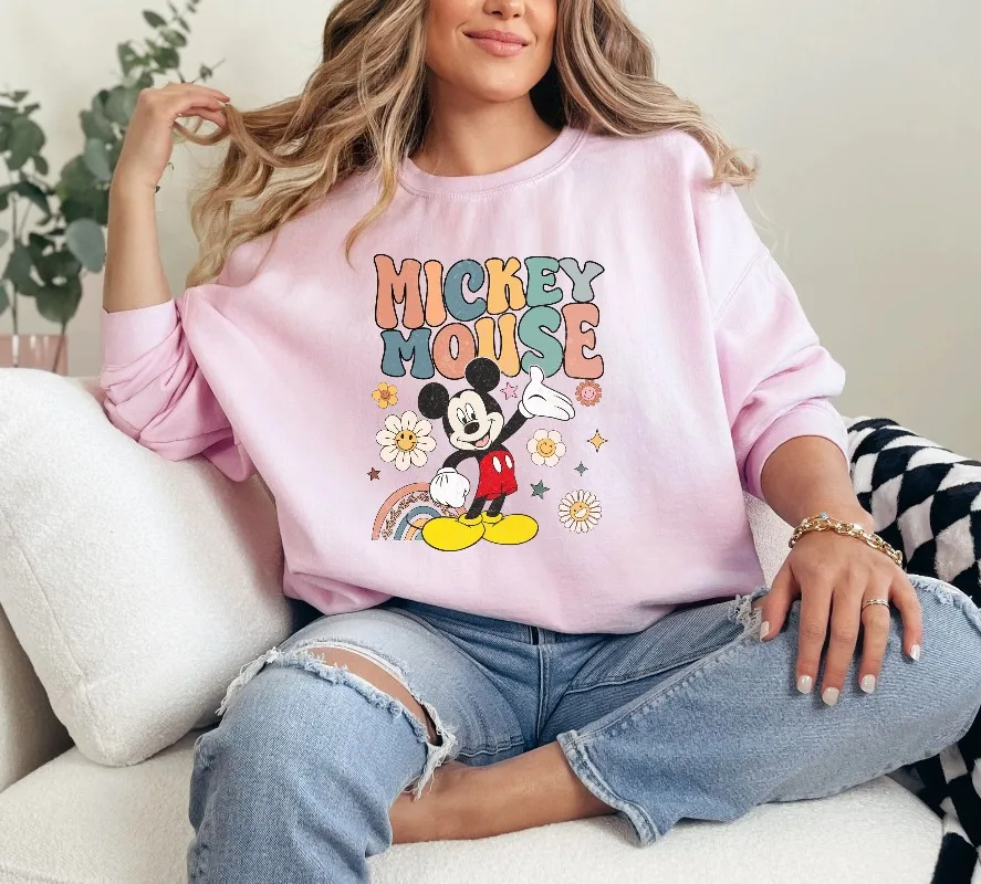 Retro Mickey Mouse Moletom Disney Mickey Moletom Floral Mickey Mouse Moletom Disney