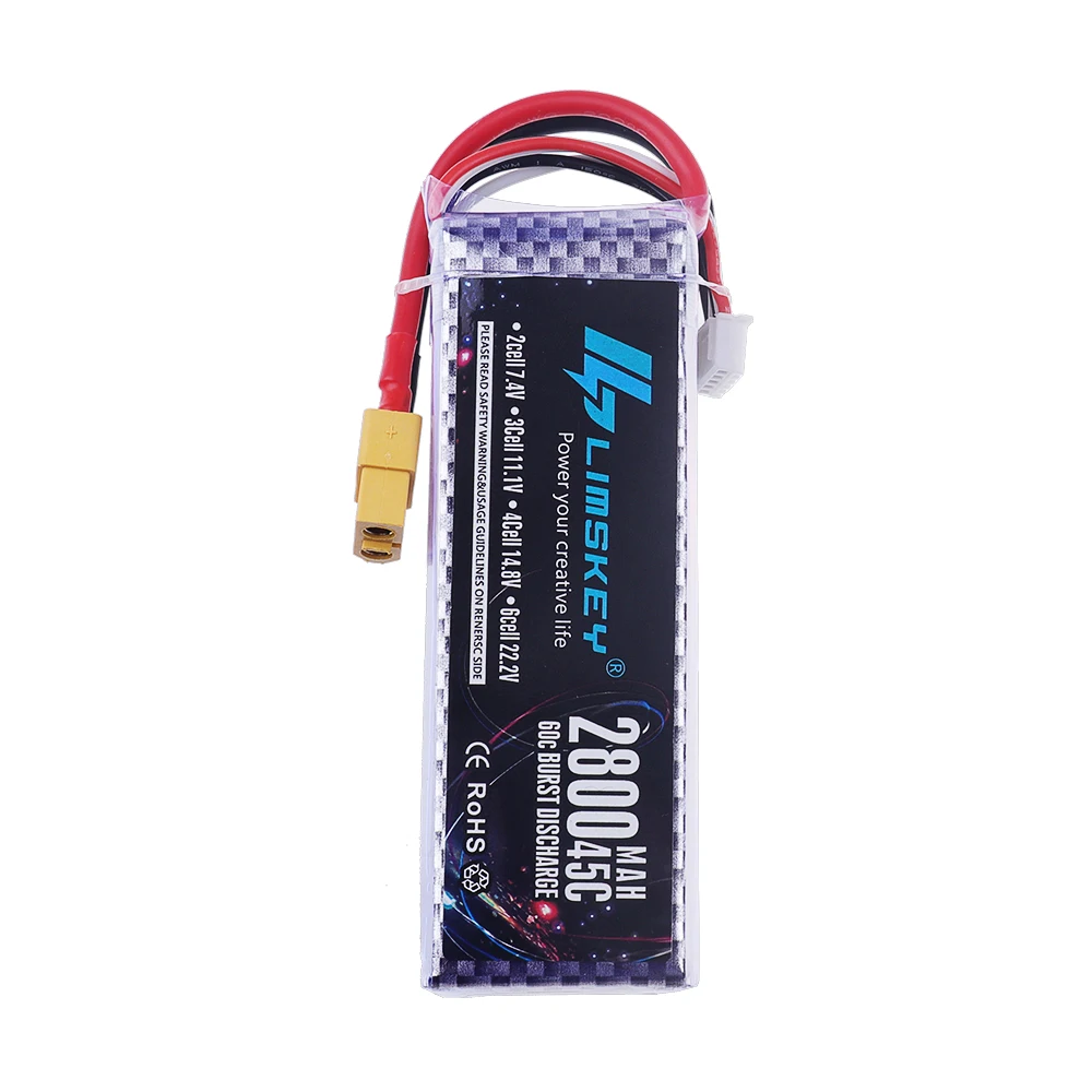 1/3PCS RC Battery 4S 45C 2800MAh 14.8V Lipo Battery With XT30/XT60/Deans T Plug For FPV Helicopter Drone Aircraft Racing