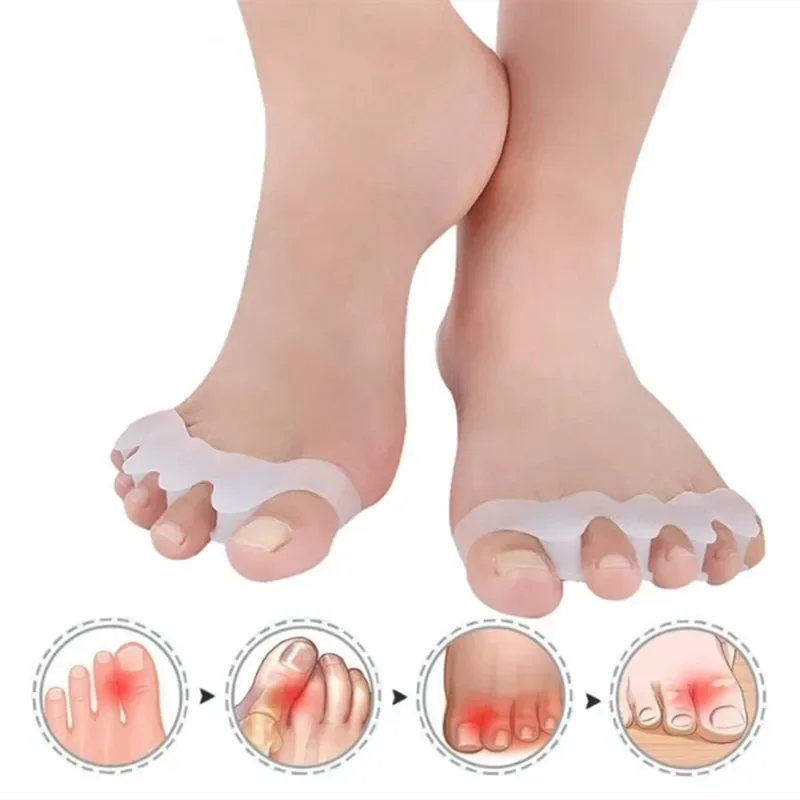 1 Pair Toes Protective Separator Suitable Bunion Corrector Silicone Soft Gel Straightener Spacers Stretchers Foot Toes Care Tool