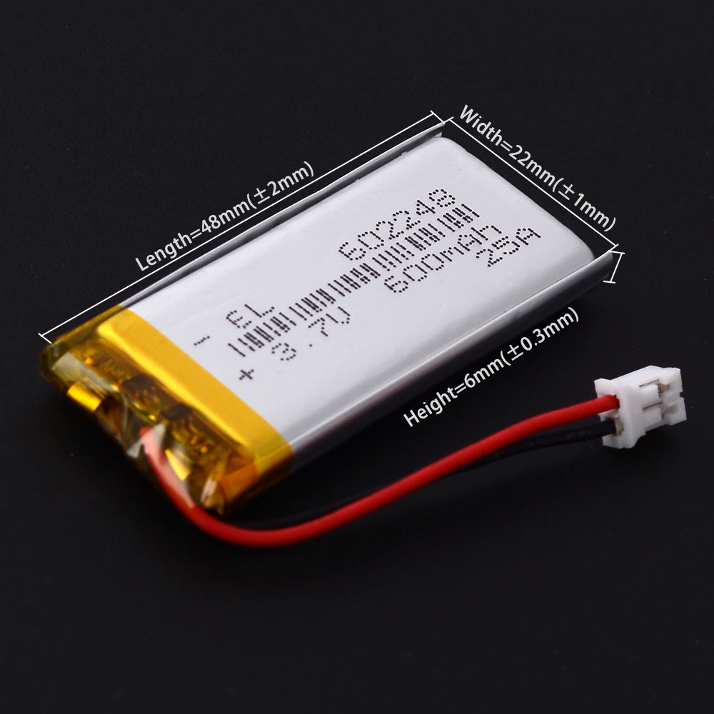 JST2.0 2P 3.7V 650mAh 602248 Lithium Li-ion Polymer Battery 302248 402248 502248 702248 802248 902248 102248