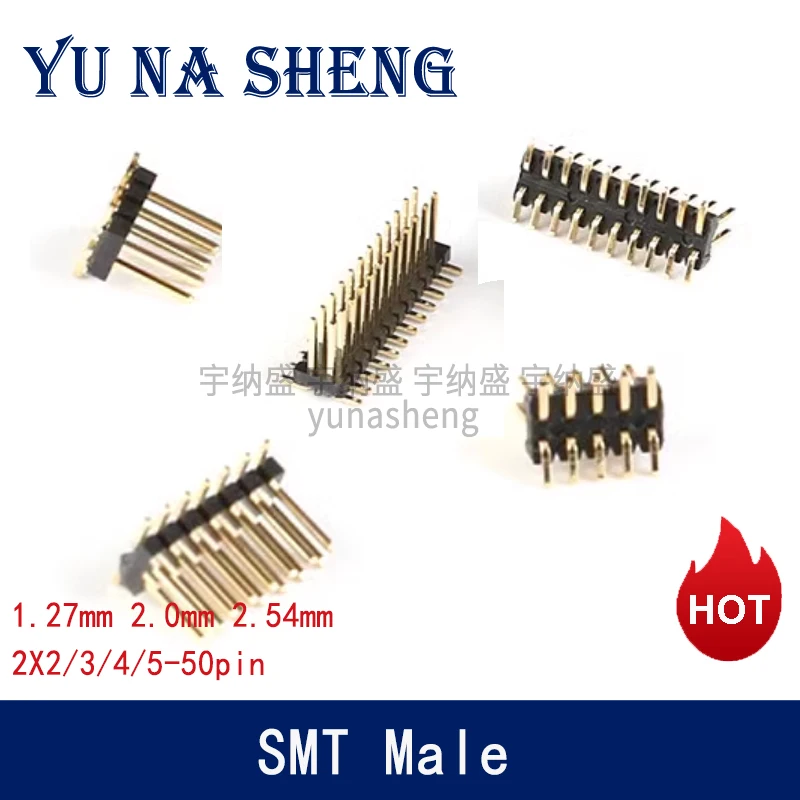 10Pcs 1.27mm 2.0mm 2.54mm Pitch 2x2/3/4-50P Double Row Male Female Pin Header PCB Board Connector 1.27 Pin header Socket SMD SMT