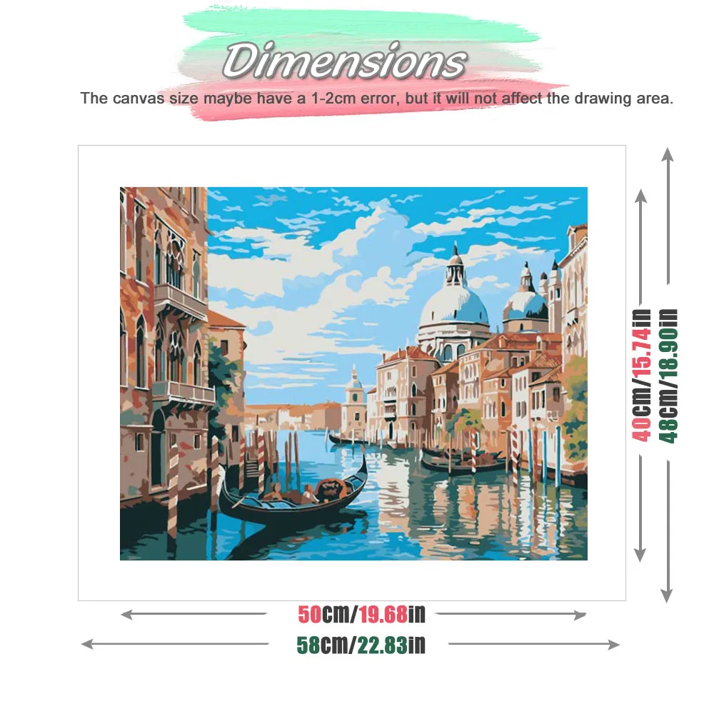 HUACAN Diy Paint By Number Venice City Landscape House Oil Painting On Art Colorful Canvas Sea Home Decoration Gift