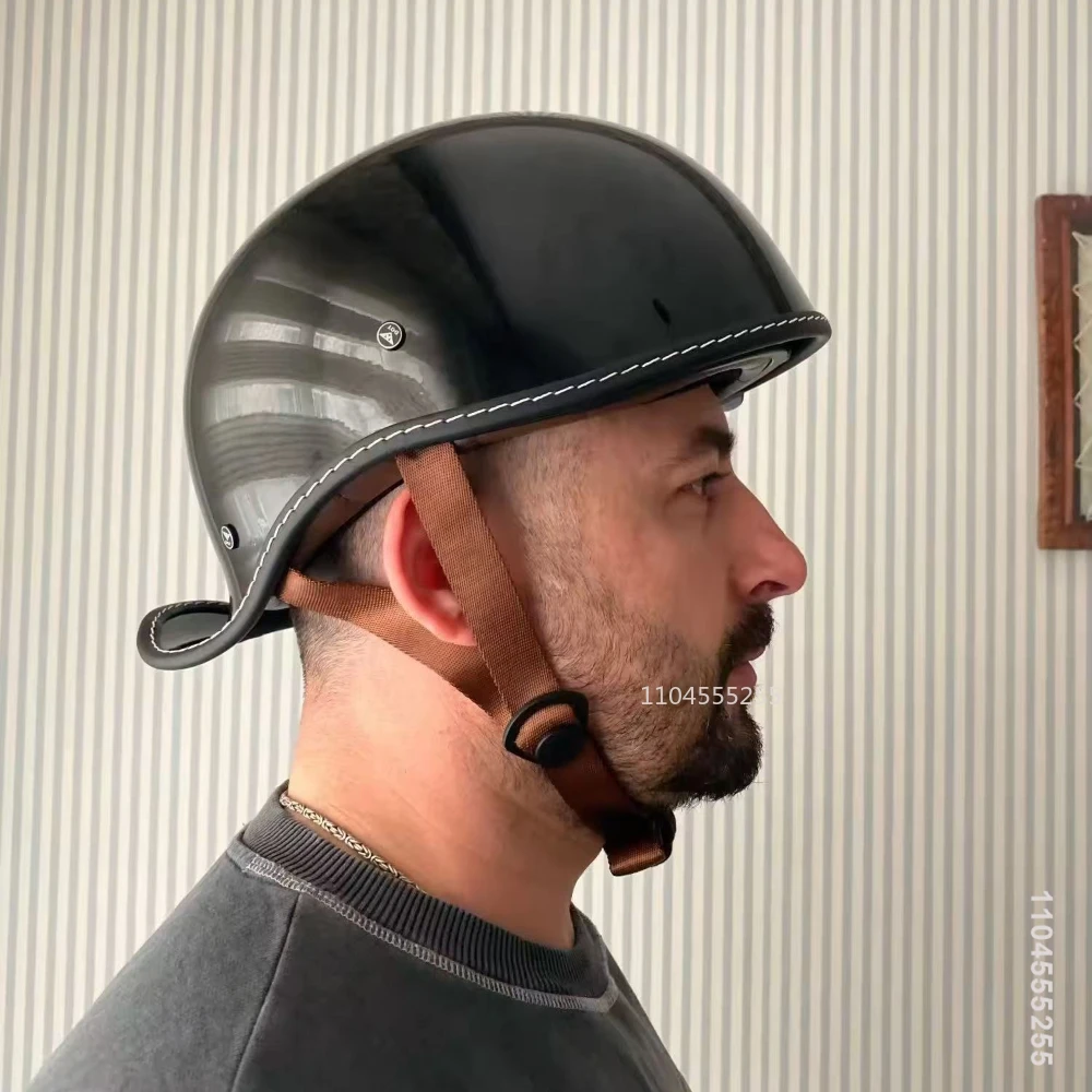 Retro Motorcycle Helmet Casco Moto Half Helmet German Classic Retro Cruise Helmet Capacete De Moto with HD Visors Four Seasons - view 4