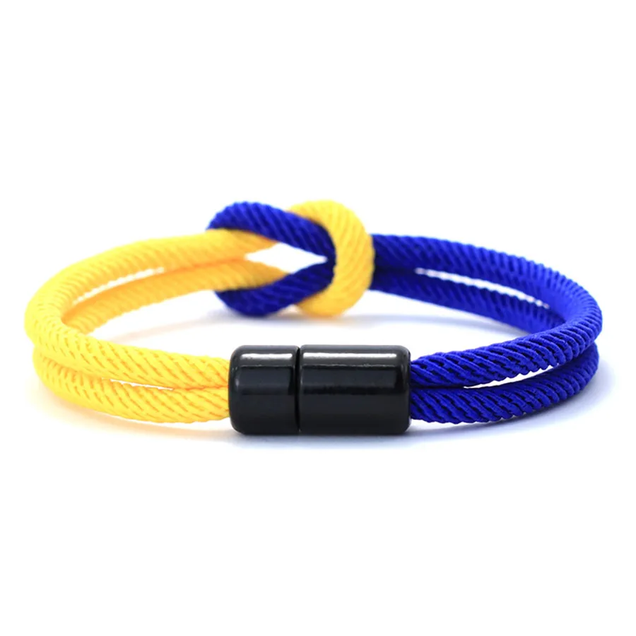 2Pcs Classic Contrasting Color Bracelet Set For Men Grade A 4mm Cord Chain Braslet Ukrainian Flag Element Wrap Braclet Pulseria view 6