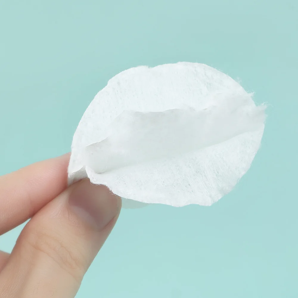 100pcs/pack Disposable Cosmetic Wipes Double-sided Textured Cotton Round Pads Nail Art Cleaning Pads For Daily Facial Cleansing