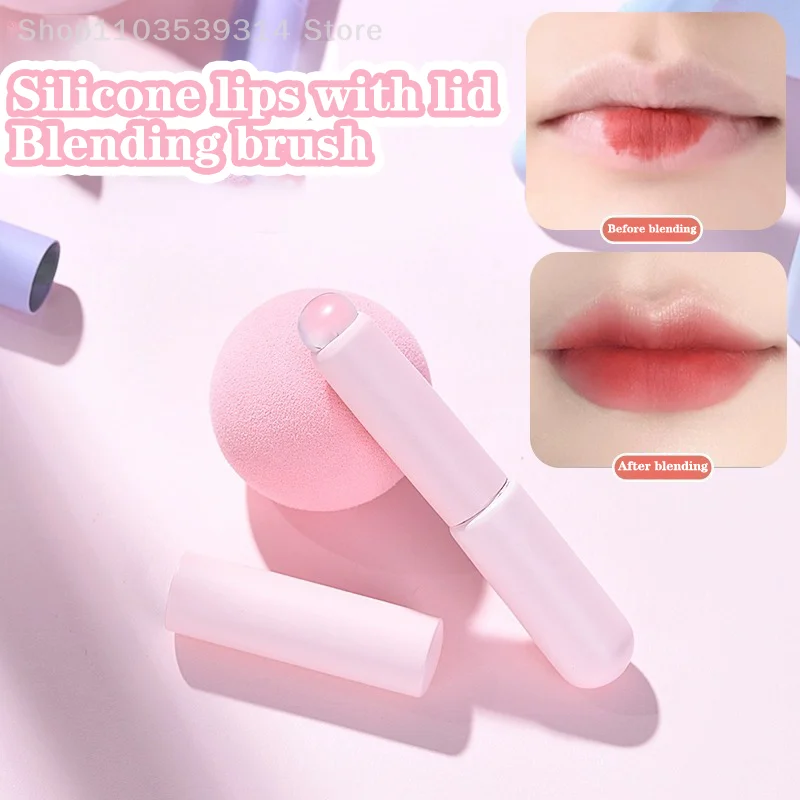 Silicone Round Head Lip Brush With Cover Angled Concealer Smudge Brush Soft Fingertips Lipstick Applicator Makeup Brushes