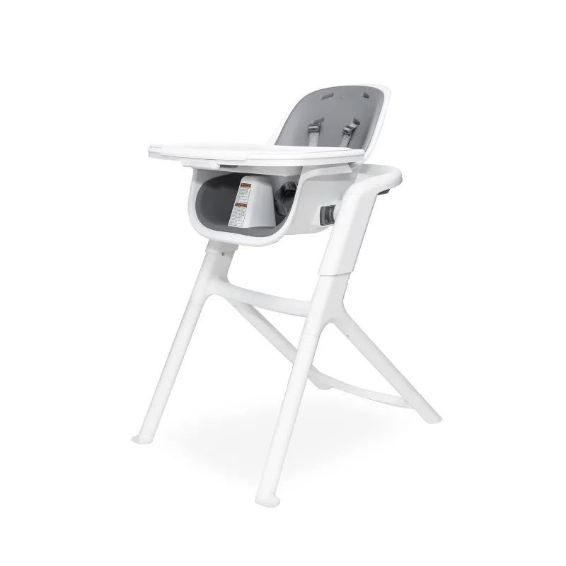 4moms Connect High Chair, One-Handed Magnetic Tray Attachment, White/Grey