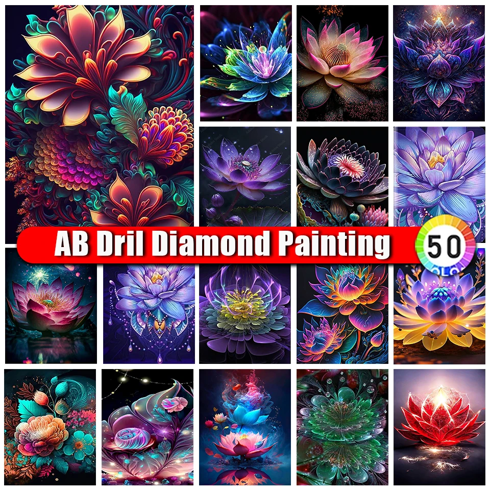 

Zipper Bag AB Diamond Painting Lotus Illusion DIY Diamond Embroidery Flower Picture of Rhinestones 5d Mosaic Home Decor New 2023