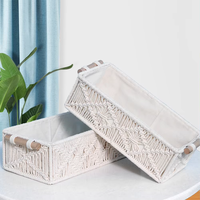 Storage Basket Woven with Cotton Rope Multifunctional White Tissue Store Box for Organizing Countertop Toilet Paper Shelf Basket