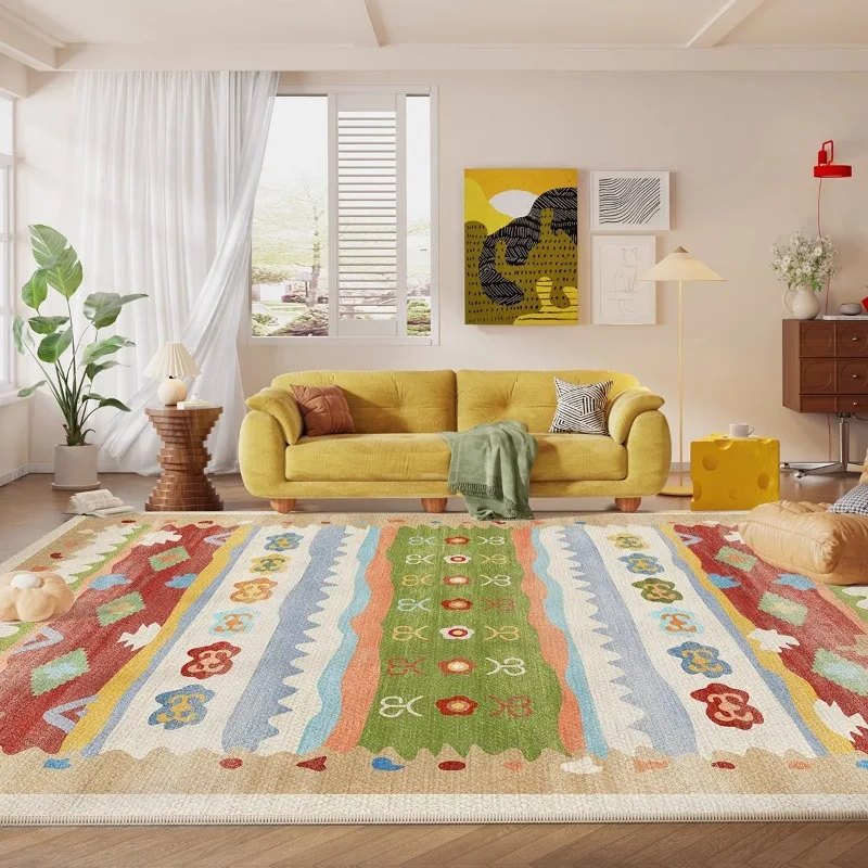 Simple Japanese Korean Style Dopamine Living Room Carpet  Color Light Luxury Bedroom Bedside Rug Home  Easy Care Table Floor Mat