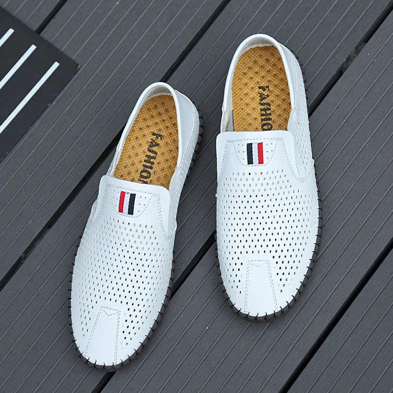 2024 Spring Autumn New Breathable Loafers Soft Sole Anti Slip Trendy Deep Blue Men\'s Flat Shoes Fashion Men\'s Work Shoes