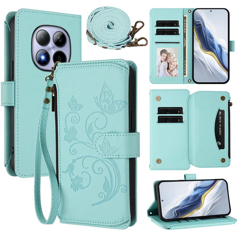 

For Xiaomi Redmi Note 15 Pro 5G 4G Crossbody Zipper Wallet Leather Case For Redmi Note 15 Pro Plus Case Note 15 Pro+ Funda