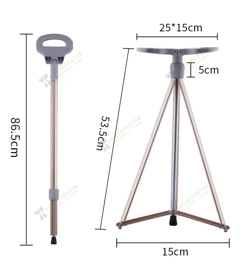 

Outdoor multifunctional mountain climbing cane, elderly Crutch chair dual-purpose,Adjustable height