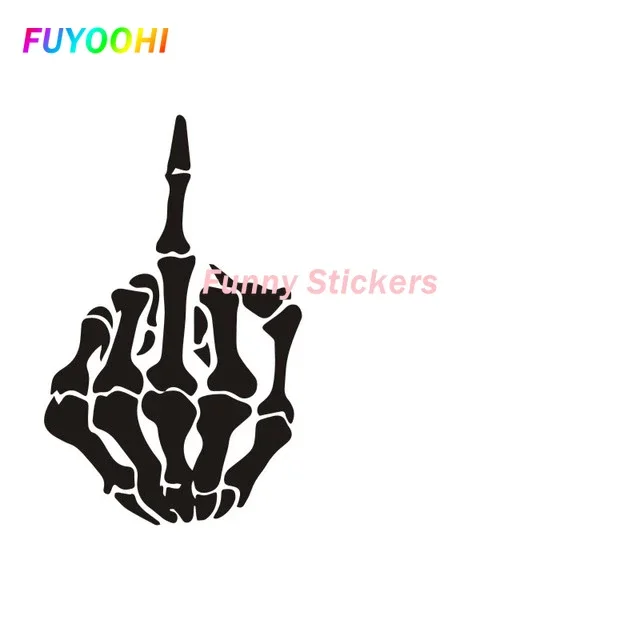 FUYOOHI Play Stickers Funny Car Stciker Skull Middle Finger Skeleton Decal Waterproof Pvc Stickers for Auto Moto Truck Tuning