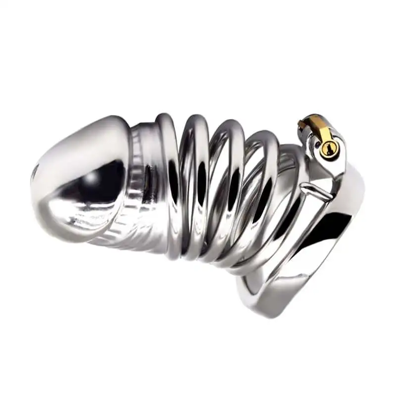 FRRK Male Chastity Belt with Penis Shaped Big Metal Cock Cage For Men Adult 18+ Hollow Design BDSM Sex Products Sexual Toys