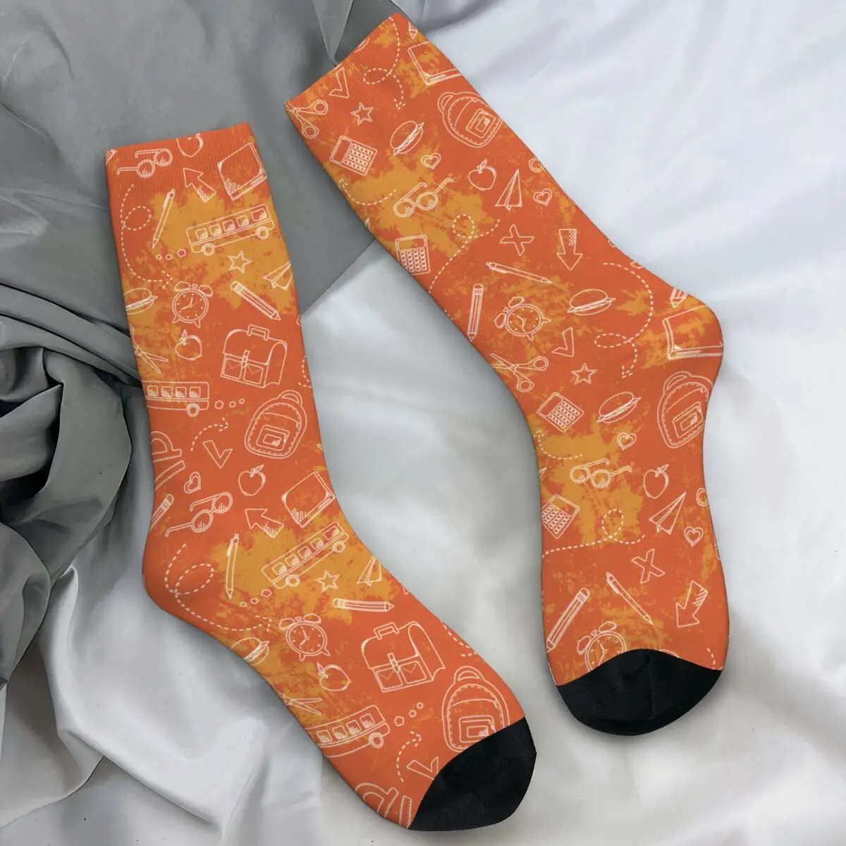 School Doodles Stockings Simple Line Custom Vintage Socks Winter Anti-Slip Socks Unisex Men Outdoor Sports Comfortable Socks