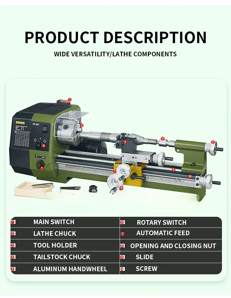 Mini Metal Woodworking Micro Desktop Precision Small Lathe Has Small Size, Low Noise And Easy Operation