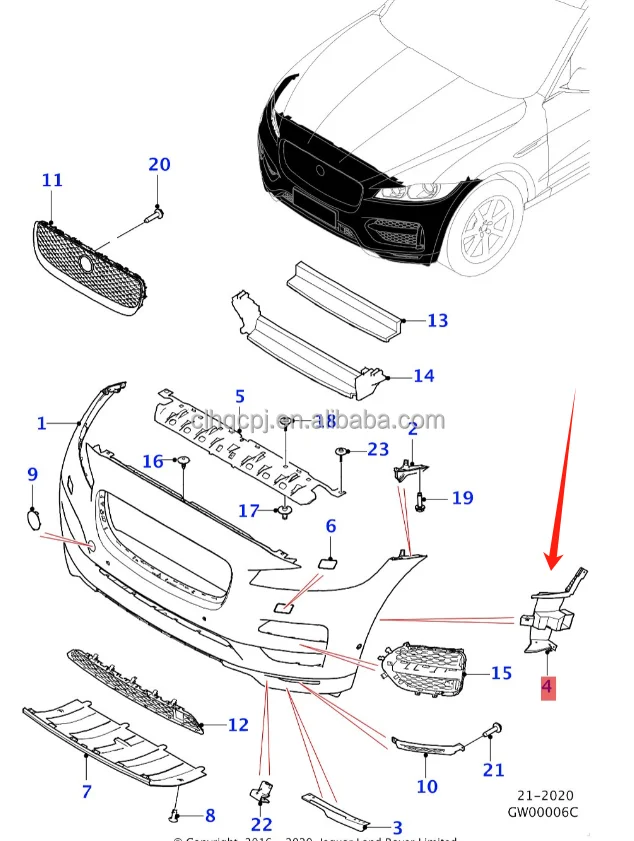 For Jaguar F-PACE 2016-2020 base edition front bumper air intaket duct T4N12801 T4N12802 mount bracket