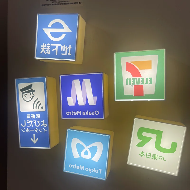 

Японские магнитные наклейки на холодильник, световые знаки, Токио Осака, светящийся световой короб, креативная наклейка на холодильник, магниты, домашний декор