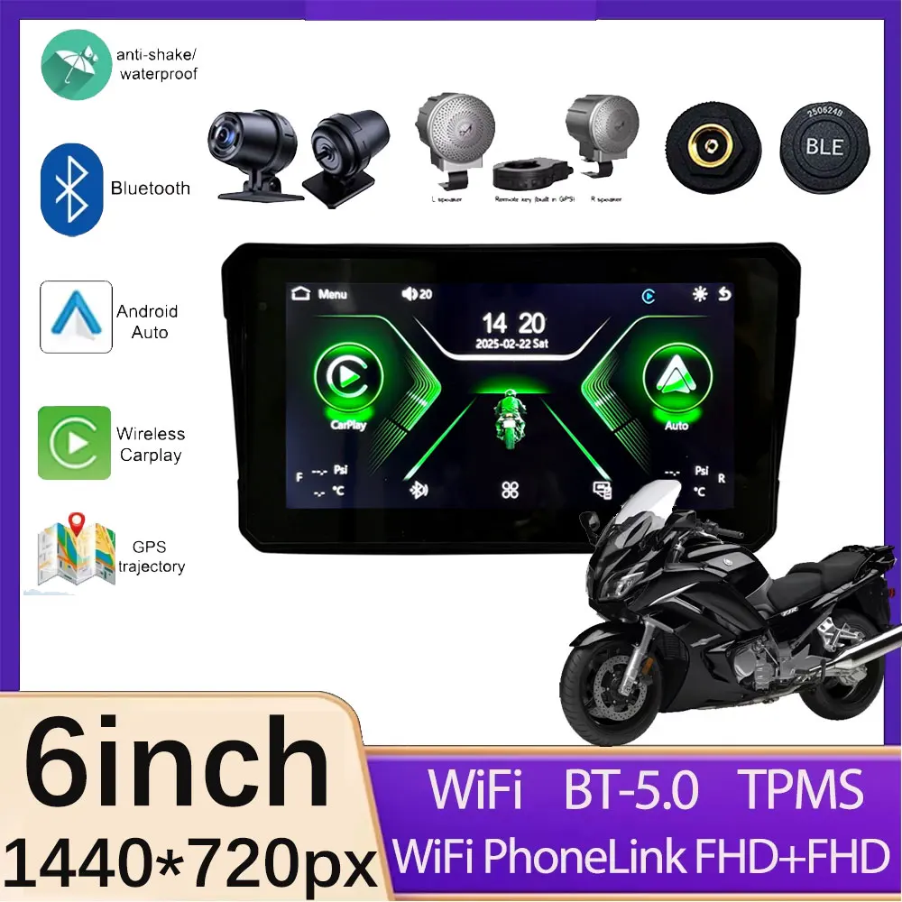 

6 inch Navigation Motorcycle Waterproof Apple Carplay Display Screen Portable Motorcycle Wireless Carplay Android Auto Monitor