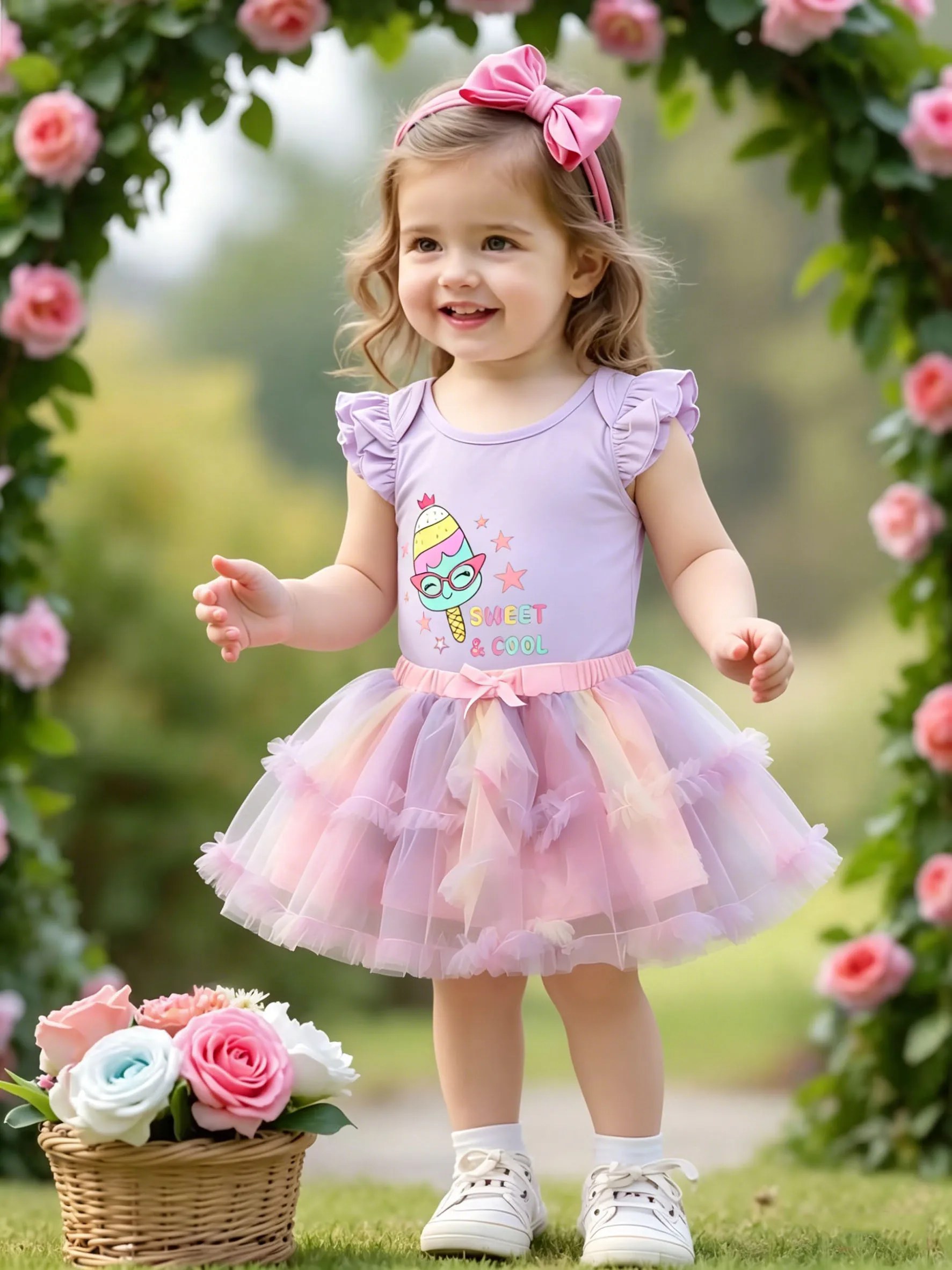 Pastellfarbenes Regenbogen-Tüll-Tutu-Kleid für Alltag & Geburtstag