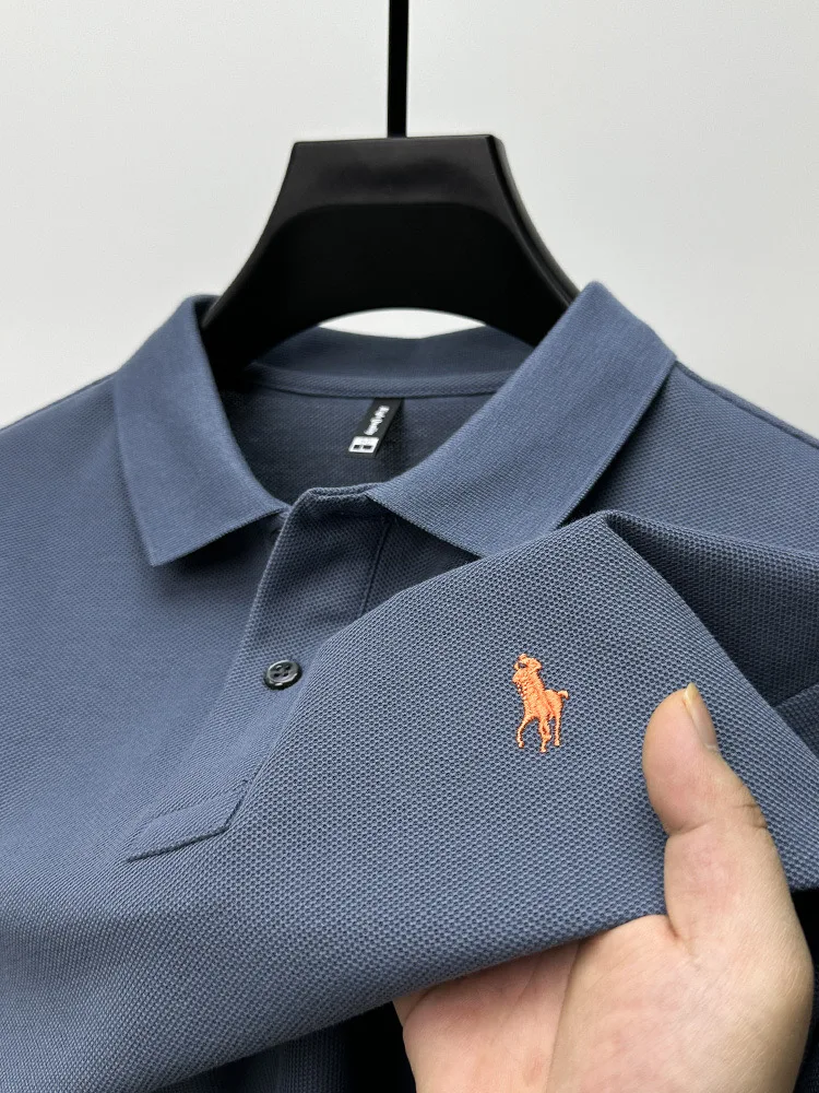 High end brand 100% cotton short sleeve men\'s POLO shirt summer fashion pony embroidery Paul shirt casual business lapel T-shirt