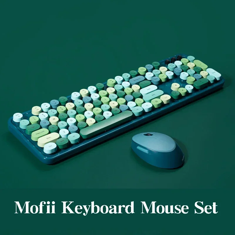 Mofii Skyscraper Mechanical Keyboard And Mouse Set For Girls Office Typing Mechanical Touch Keyboard Retro