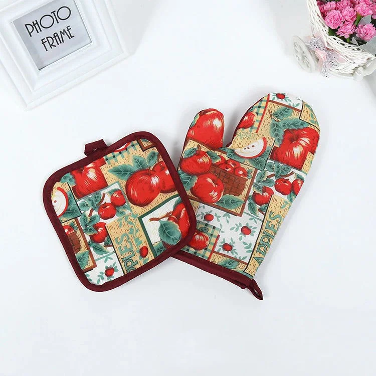 25*17cm Fruit Pattern Kitchen Oven Mitt Glove Pad Colorful Microwave Anti-Hot Insulation Mat BBQ Baking Tools Accessories Decor