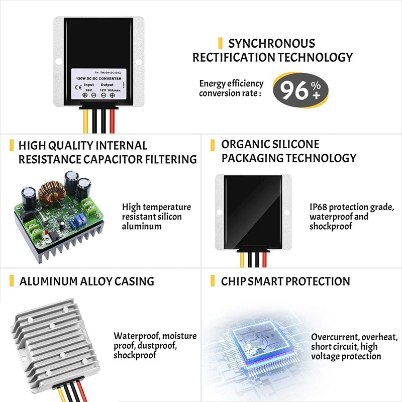 DC/DC 컨버터 레귤레이터 감속기, 전력 컨버터 DC-DC 모듈, 48V, DC 12V, 20A, 240W