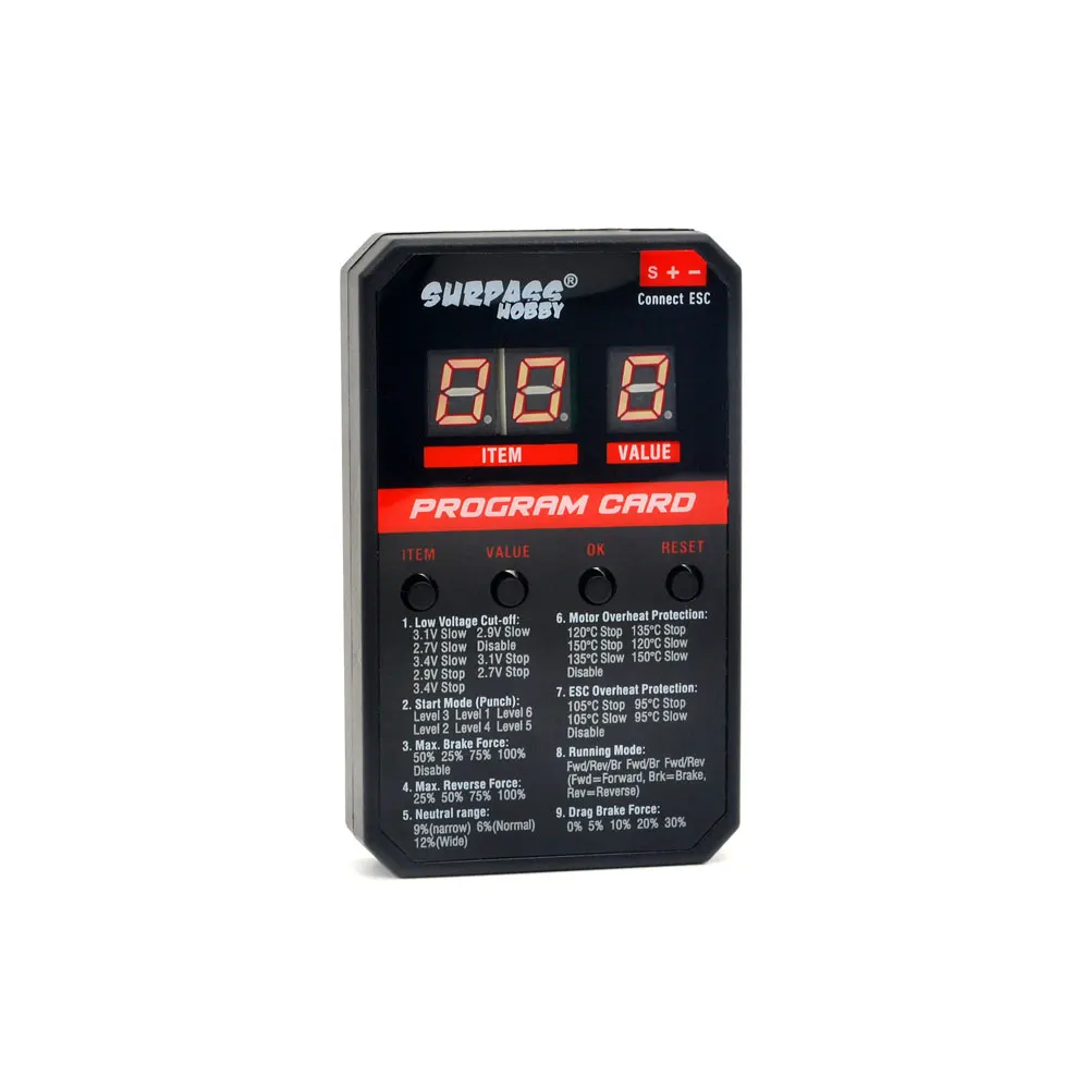 

Surpass Hobby ROCKET-RC Universal LED Programming Card Upgraded for RC Car 45A/60A/80A/120A/150A Brushless ESC