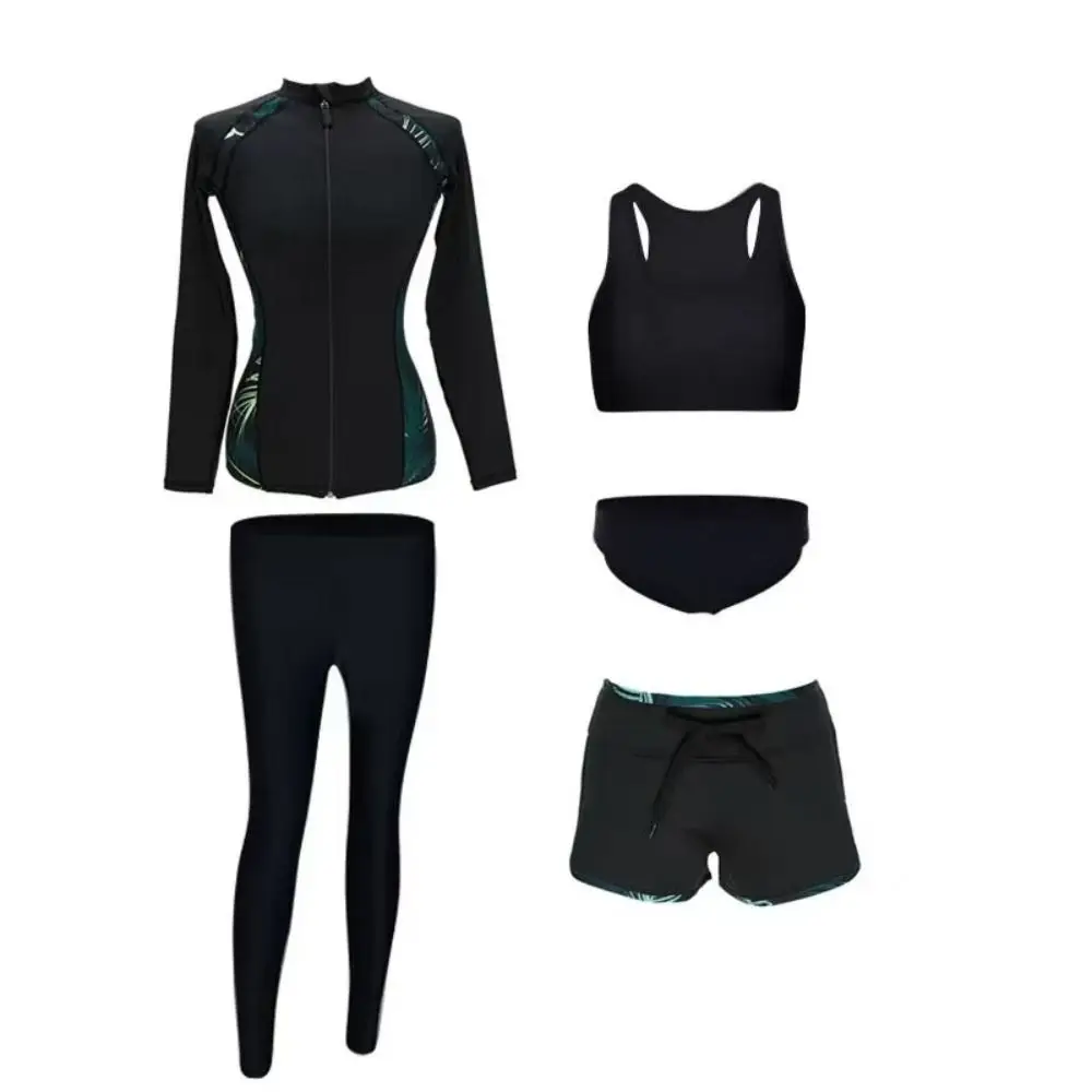 

Long Sleeves Split Wetsuit Zipper Style Long Trousers Surf Suit Soft Material Sunscreen Protection Swimming Wear Couple Style