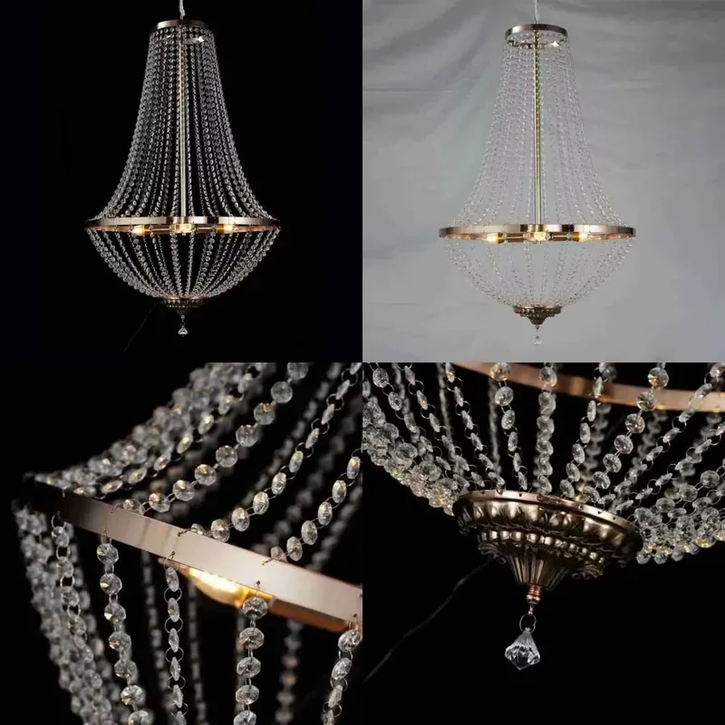 for Wedding Hotel Waterproof Glass Props Lights LED Acrylic Crystal Chandelier Hall Decoration