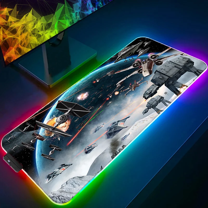 RGB LED Anime Mouse Pad Gamer Keyboard Pad S-star W-wars Desk Mouse Mat Carpet Rubber Tapis Souris Gaming Notbook PC Mousepad