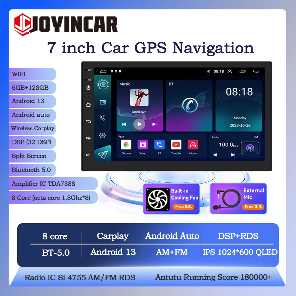 

Joyincar 8 Core Android 13 Universal Car Radio Multimedia Player 7'' 2Din Carplay Stereo MP5 Audio WIFI GPS BT For VW Nissan Kia