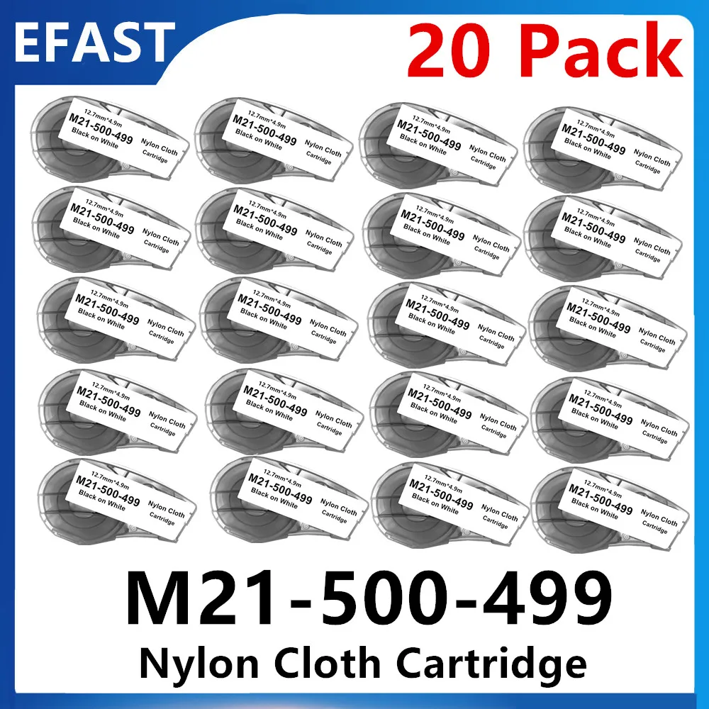 

15~20PK Compatible 12.7mm M21 500 499 Cartridges Film Nylon For Labeller,Handheld Label Printer Patch Panel/Wire/Cable Labels