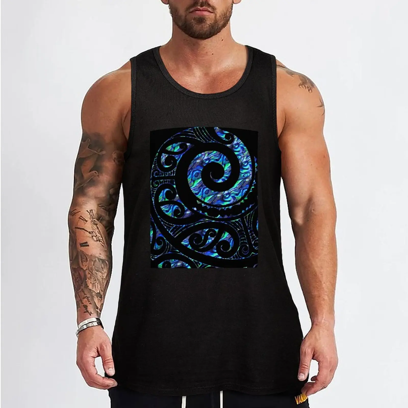 New Zealand Māori Paua Tattoo Koru Design Tank Top Men's clothes luxury style bodybuilding men clothes gym